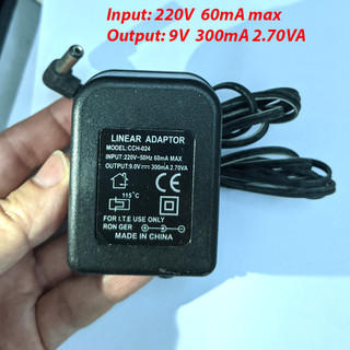 Adapter, adaptor nguồn cho thiết bị điện, điện tử viễn thông cho đầu ra 9V 300mA 2.70VA