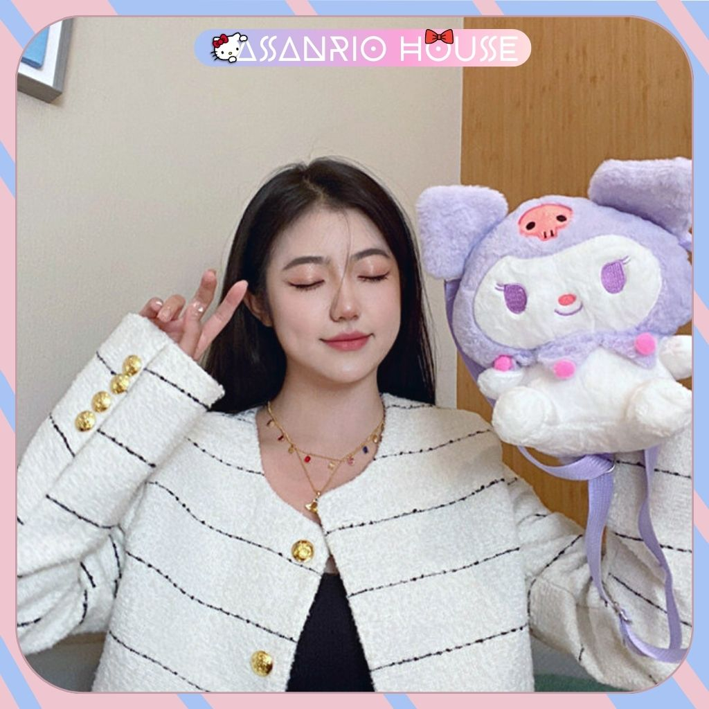 🌸Sẵn+Video🌸 Túi KUROMI Pha Màu đeo 2 kiểu Balo - Đeo Chéo Sanrio Lolita dễ thương cá tính - Túi Gấu Bông ASANRIO HOU