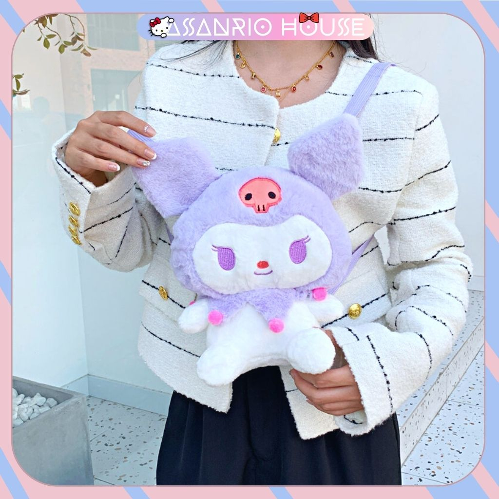 🌸Sẵn+Video🌸 Túi KUROMI Pha Màu đeo 2 kiểu Balo - Đeo Chéo Sanrio Lolita dễ thương cá tính - Túi Gấu Bông ASANRIO HOU