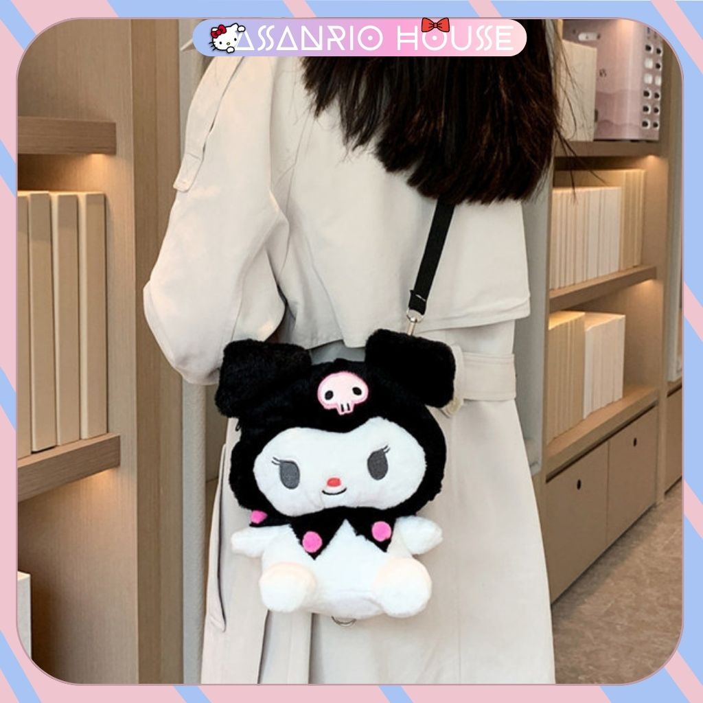 🌸Sẵn+Video🌸 Túi KUROMI Pha Màu đeo 2 kiểu Balo - Đeo Chéo Sanrio Lolita dễ thương cá tính - Túi Gấu Bông ASANRIO HOU