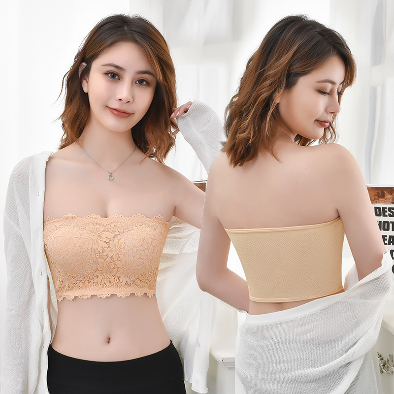 Áo bra không dây ren cúp ngang, Áo ngực không gọng mút mỏng cài sau SAVILL B088