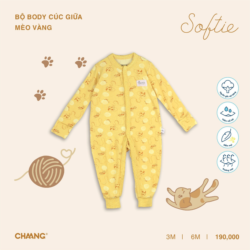 Bộ Body Dài Cúc Giữa Mèo CHAANG AW23D8