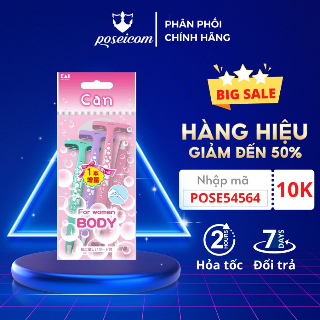 Set 3 Dao Cạo Nữ KAI Dành Cho Cơ Thể Cán Chữ T Can Bubble Body Razor T Type