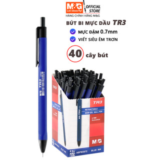 Combo 40 cây bút bi mực đậm thân tam giác TR3 chính hãng M&G nét viết 0.7 có 3 màu xanh, đen, đỏ