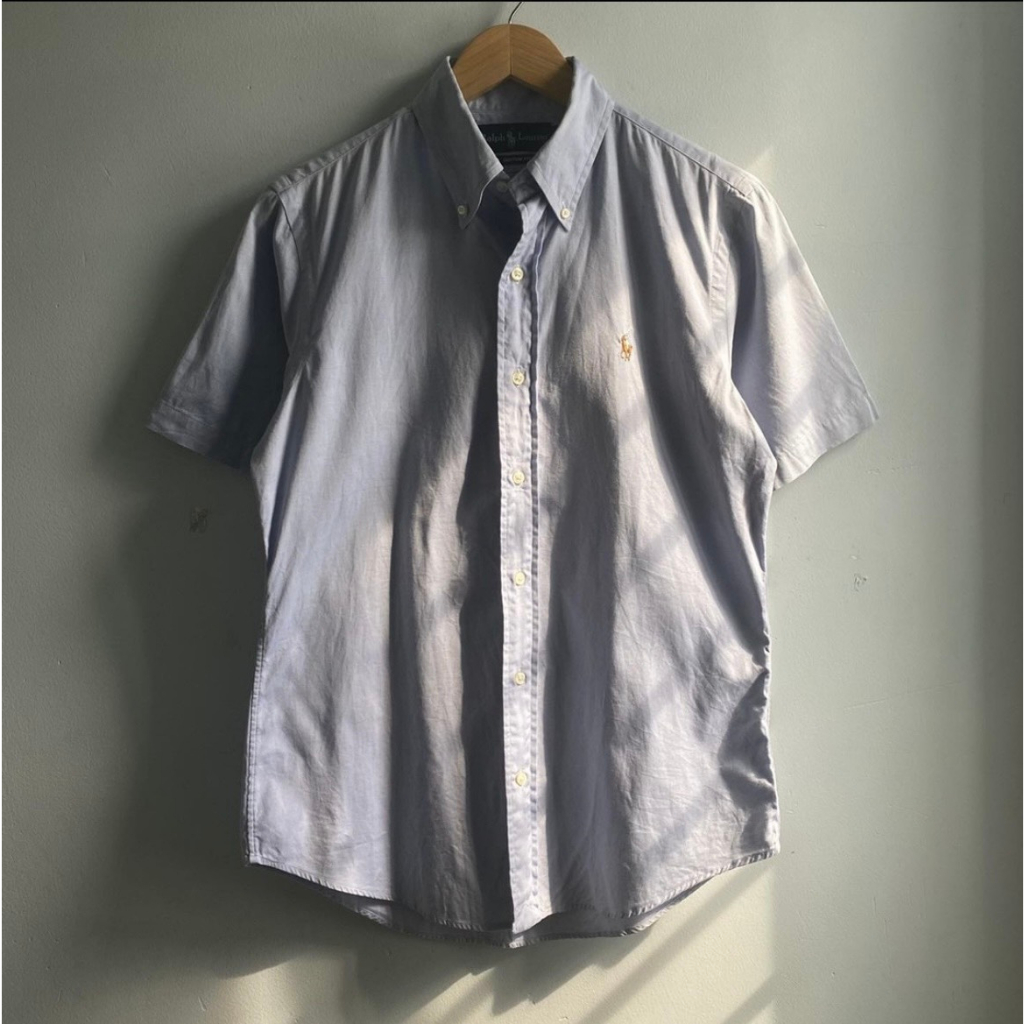 ÁO SƠMI NAM VẢI OXFORD 100%  COTTON, TAY NGẮN, DÁNG PHONG CÁCH CHÂU ÂU, MÀU XANH BIỂN