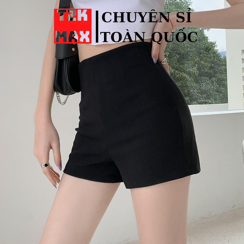 Quần đùi nữ cạp cao dance vải Umi Hàn co giãn 4 chiều - Quần short đùi nữ lưng cao cạp khoá tôn dáng cho nữ