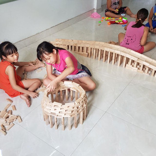 1KG - 56 thanh gỗ đồ chơi Xếp hình - Bộ rút gỗ - Thanh gỗ Domino loại to.