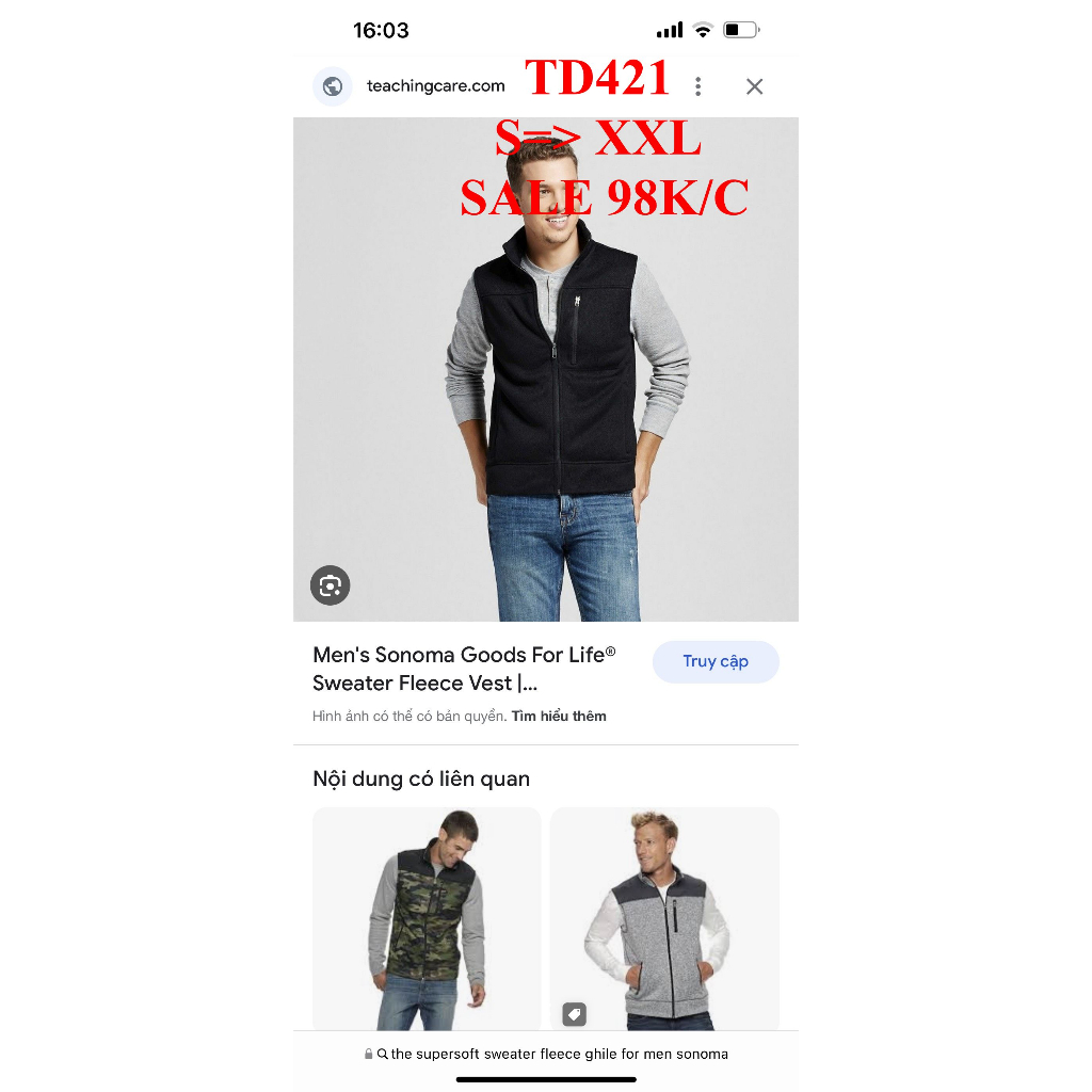 SALE 98K * Mã TD421: Áo ghile nam hàng dư xịn hãng, áo kéo khoá vô cùng tiện dụng, mặt ngoài chất len bên trong