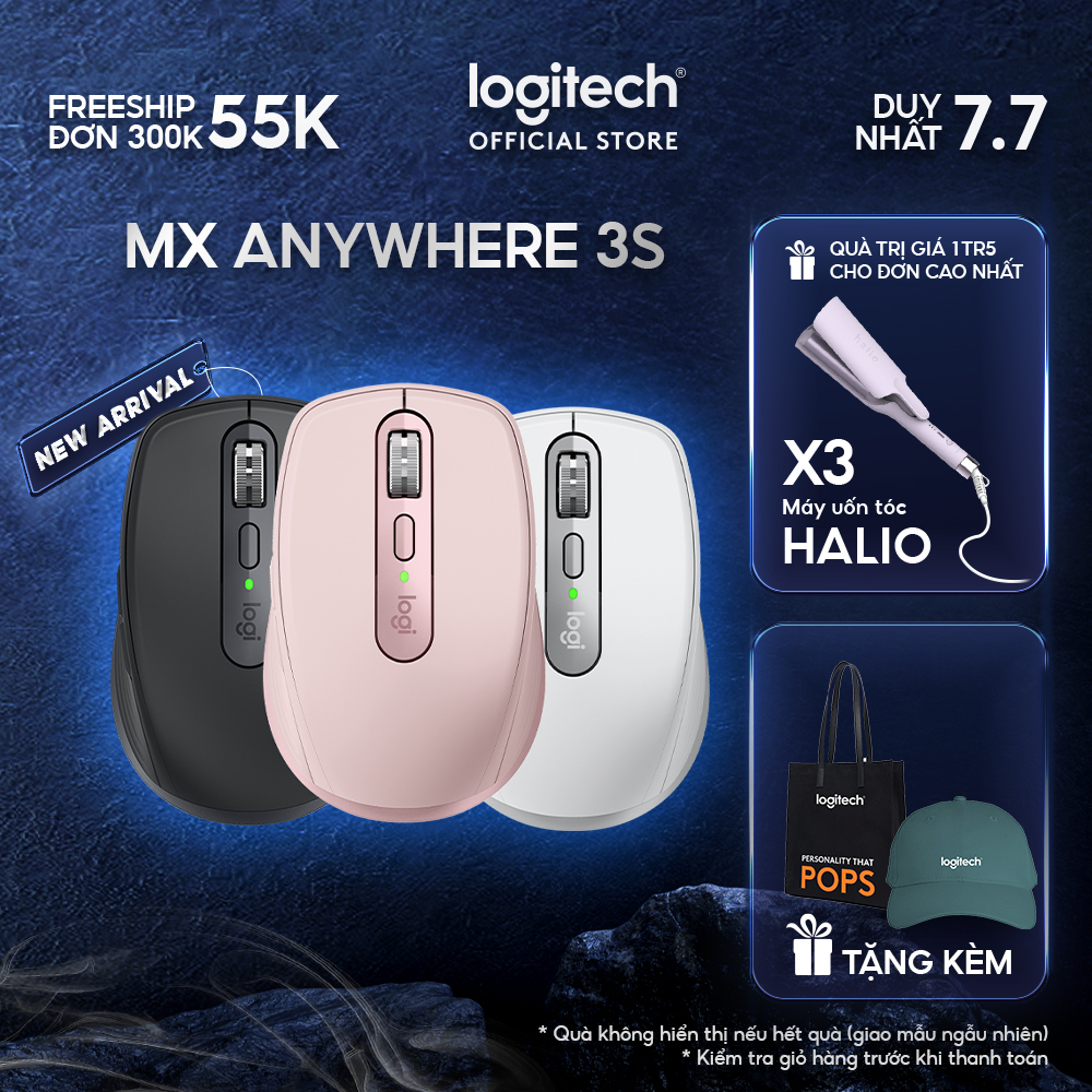 Chuột không dây Logitech MX Anywhere 3S Silent -Cuộn nhanh, 8000DPI, Sạc USB C, Bluetooth