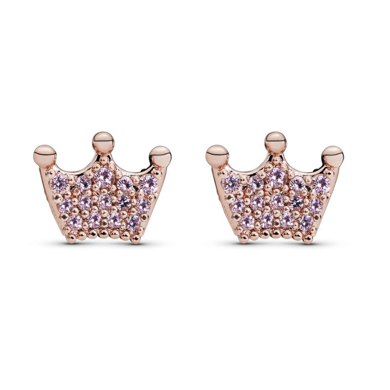 Khuyên tai nữ CDE Crown Stud Earrings CDE3034RG - Khuyên tai bạc cao cấp S925 ALE