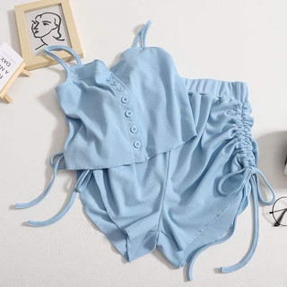 Bộ hai dây nữ mặc nhà chất len tăm