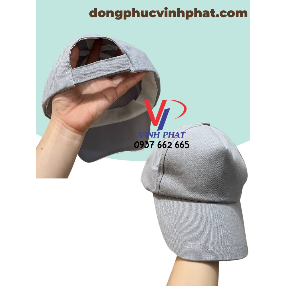 Nón lưỡi trai, nón kết trơn màu xám bằng vải kaki cotton chất lượng thời trang phong cách đẹp mắt