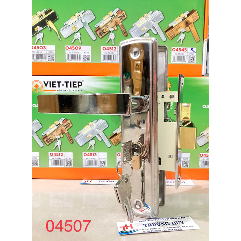 04507 Khoá cửa phòng ngủ Việt Tiệp dùng sắt hộp 4x8 m, gỗ - dài 20cm - Bảo hành 2 năm