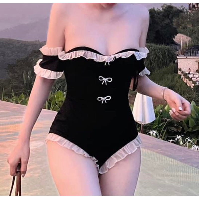 BiKINi liền thân phối viền bèo đính nơ