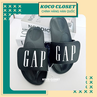 Dép GAP Logo to quai ngang dán màu Đen - Gap Velcro Slide Black