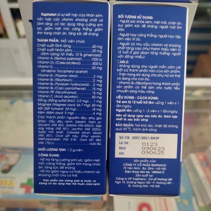 Traphaton bổ sung vitamin và khoáng chất hộp 30 viên