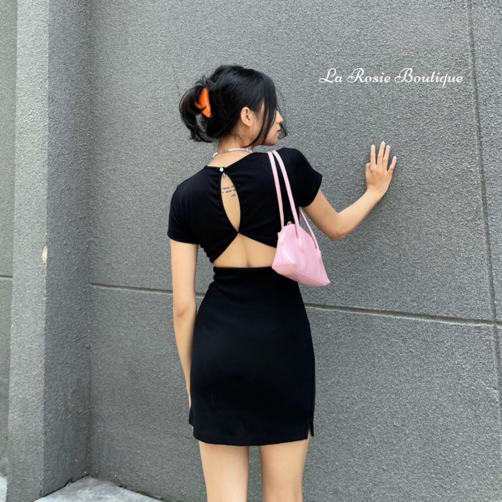 [CHÍNH HÃNG] Đầm body hở lưng tam giác sexy co giãn 4 chiều tay ngắn đi chơi dạo phố La Rosie Boutique | LA38