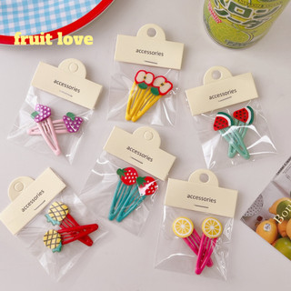 Set 2 kẹp tóc/ kẹp tóc mái/ kẹp tóc bấm kèm charm trái cây siêu xinh