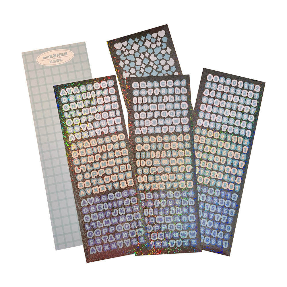 Set 4 Hình Dán Sticker Chữ Cái, Chữ Số Bling Lấp Lánh Siêu Xinh DIY Trang Trí Toploader, Sổ Tay