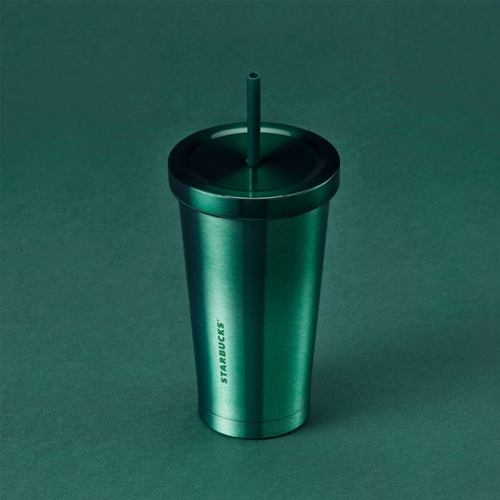 Ly Starbucks Cold Cup 18oz/532mL SS NEW GRNS GRADT W/STP