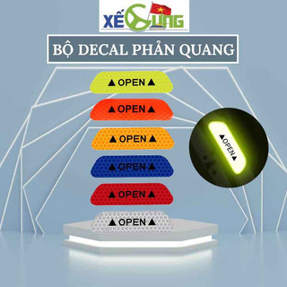 Bộ 4 Decal Phản Quang Cảnh Báo Mở Cửa Ô Tô Tiện Lợi - Có Băng Dính 3M Đi Kèm Theo Bộ