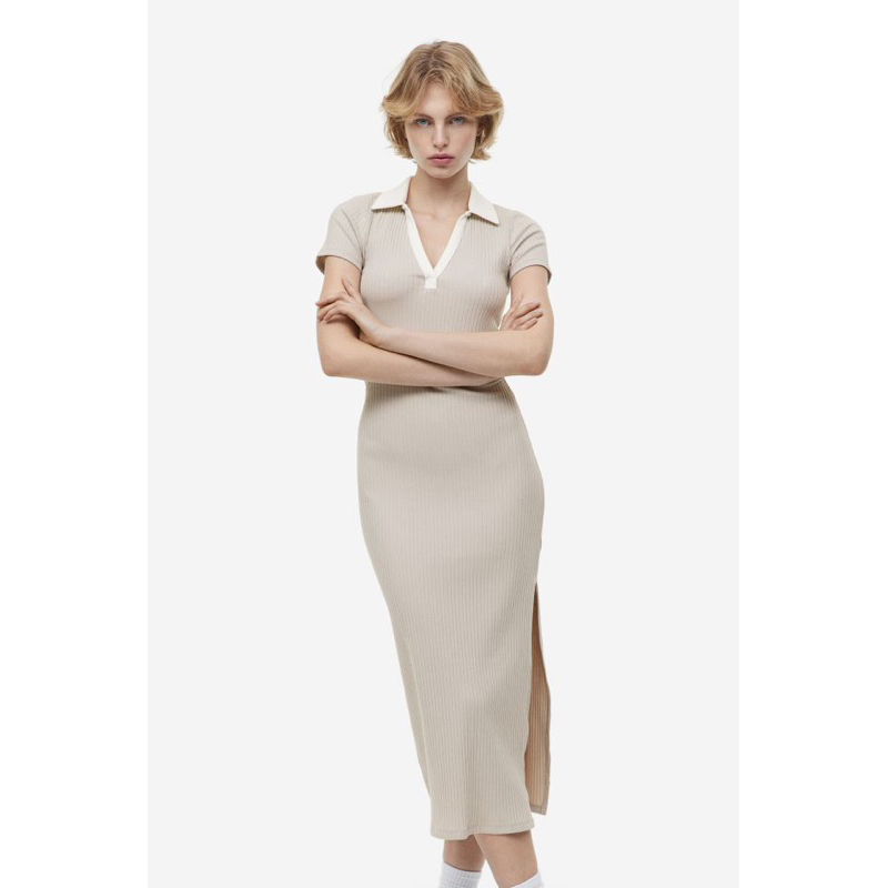 Váy body dáng dài cổ polo nữ HM AUTH