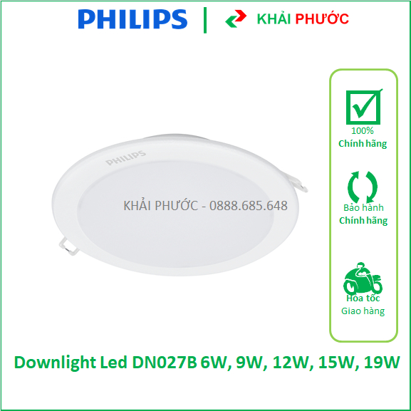 Đèn âm trần tròn Downlight Led DN027B G3 CW/NW/WW 6W 9W 12W 15W 19W Philips - Khải Phước Electric