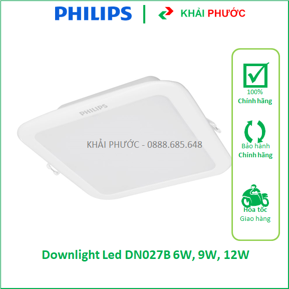 Đèn âm trần vuông Downlight Led DN027B G3 CW/NW/WW 6W 9W 12W Philips - Khải Phước Electric