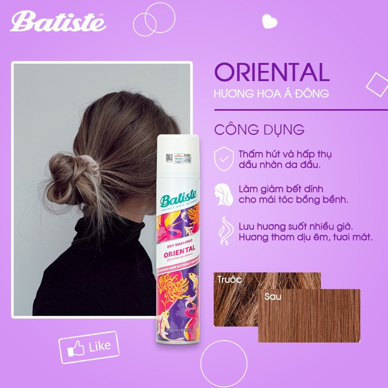 Dầu Gội Khô Batiste Dry Shampoo 200ml hàng chuẩn UK