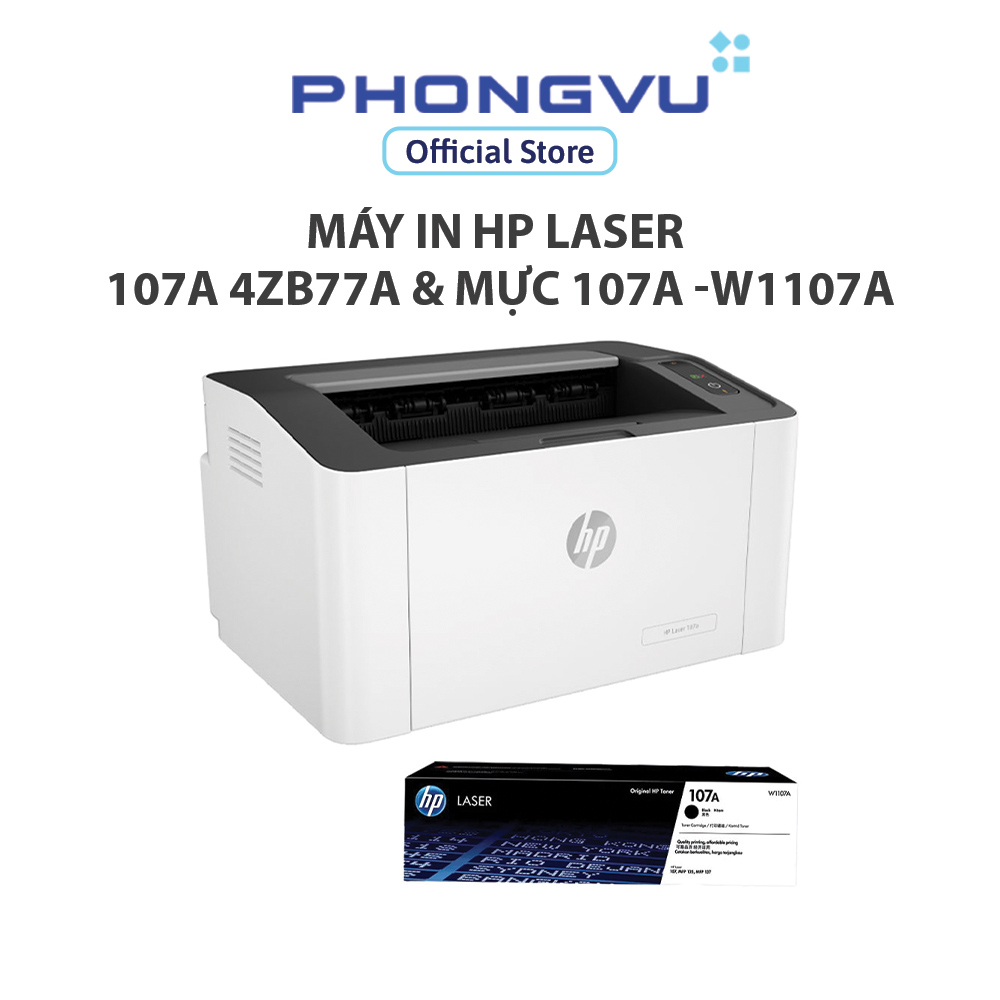 [Mã ELHPPK giảm 15% đơn 500K] Combo Máy in HP Laser 107a 4ZB77A & Mực in HP 107A -W1107A