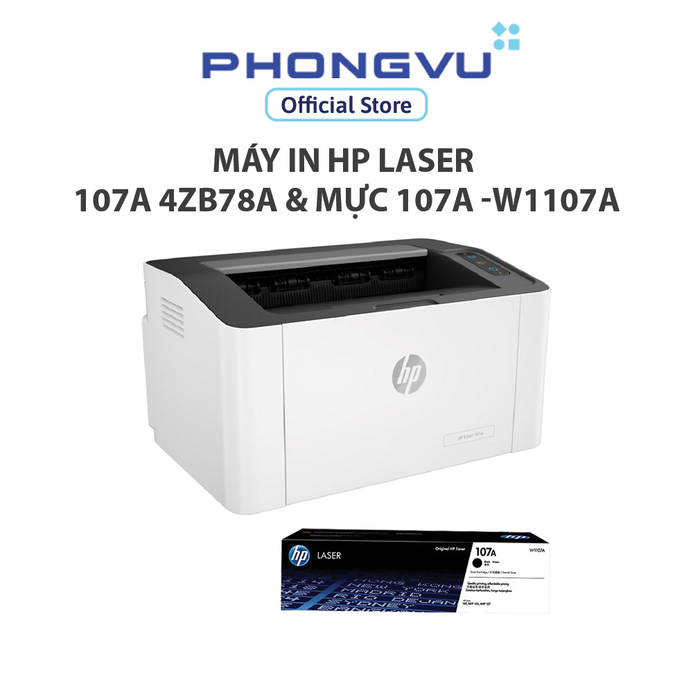 [Mã ELHPPK giảm 15% đơn 500K] Combo Máy in HP Laser 107w (4ZB78A) & Mực in HP 107A -W1107A