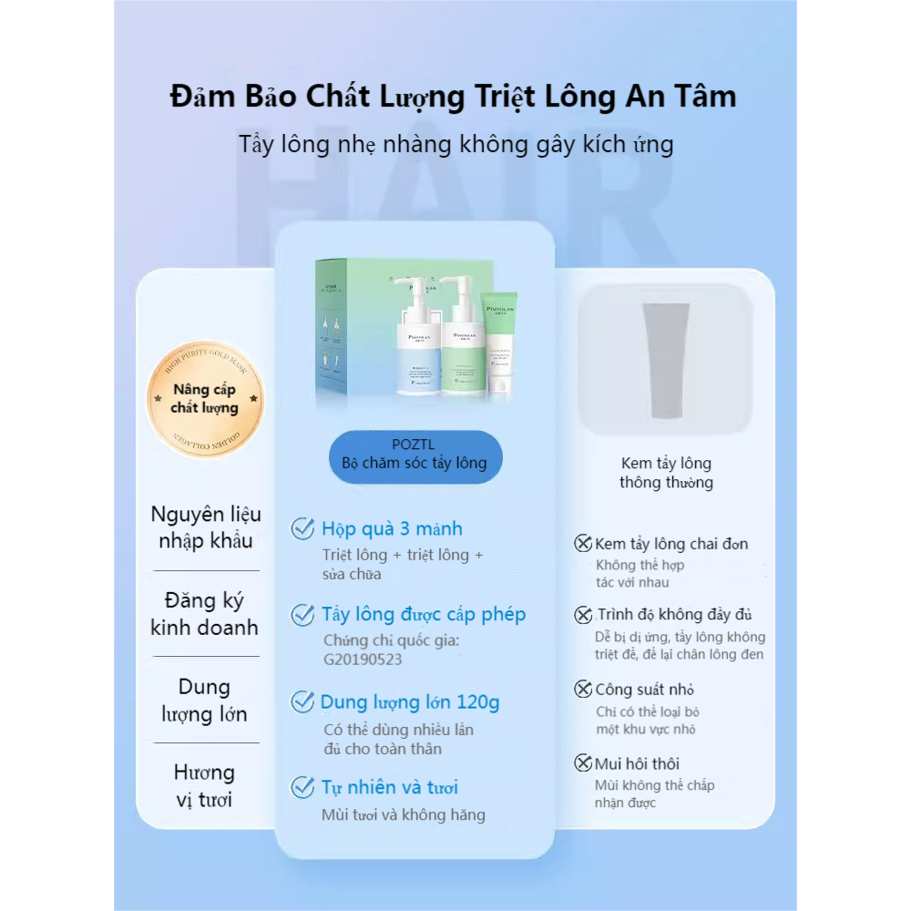 Kem tẩy lông/gell tẩy lông tay chân và kem dưỡng tẩy lông/tẩy lông vùng bikini
