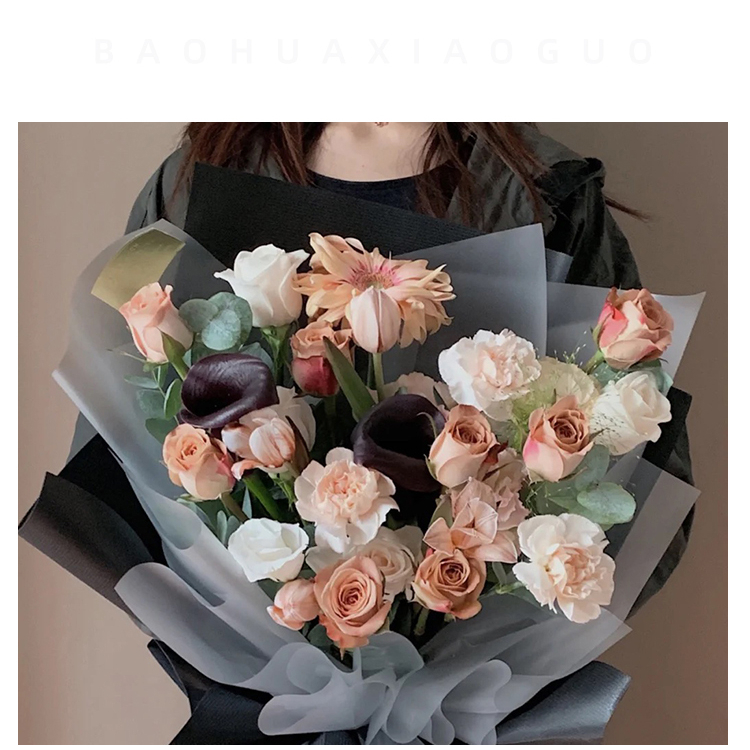 Giấy gói hoa Bóng mờ 1 mặt trơn 60cm x 60cm 20 tờ - phụ kiện làm hoa, handmade