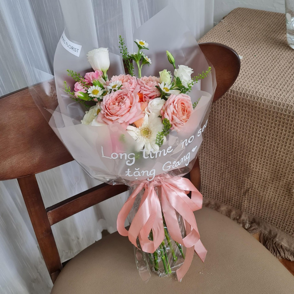 Giấy gói hoa Bóng mờ 1 mặt trơn 60cm x 60cm 20 tờ - phụ kiện làm hoa, handmade