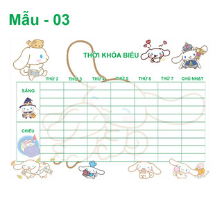 Thời Khóa Biểu Cinnamorol ( 13 mẫu khác nhau)