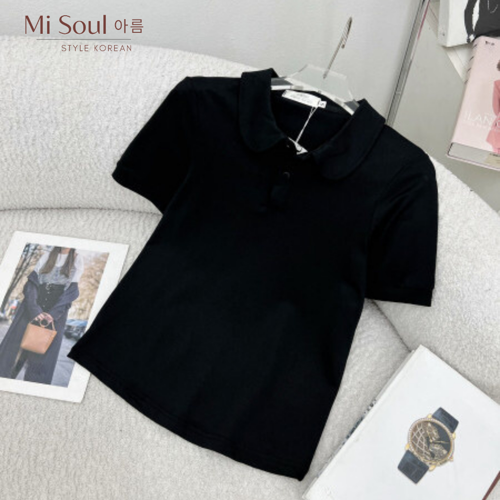 Áo Polo Nữ BigSize Misoul,Áo Thun Tăm Nữ BigSize Cộc Tay 197