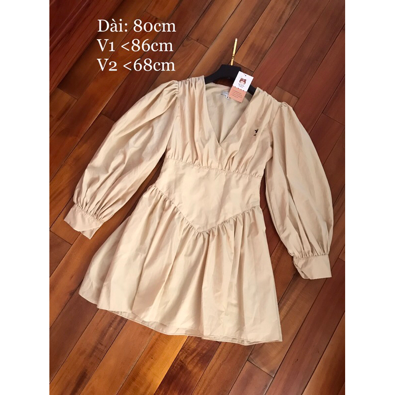 Đầm Be Cổ V Tay Bồng Phong Cách Hy Lạp