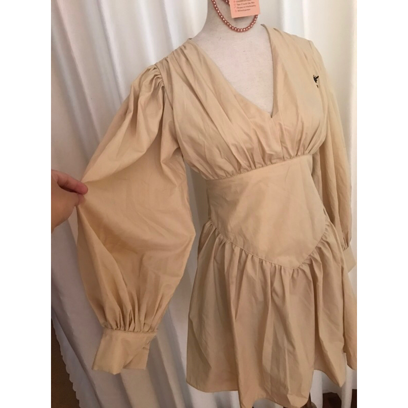 Đầm Be Cổ V Tay Bồng Phong Cách Hy Lạp