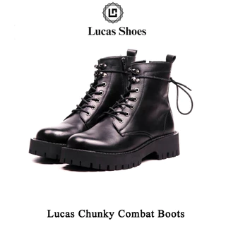 Giày Boots nam da bò Storm Chunky Combat Boots da bò Nappa đế cao 4.5 cm, Lucas Shoes bảo hành 1 năm