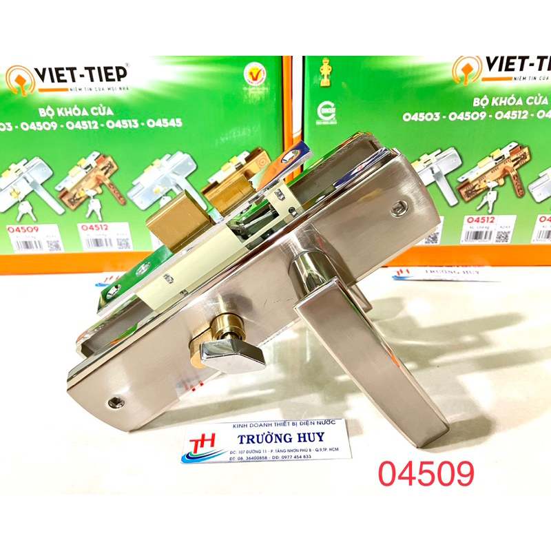 04509 khoá tay gạt cho phòng dài 20 cm cửa gỗ, sắt 4x8cm, nhôm cao cấp của Việt Tiệp - Bảo hành 2 năm