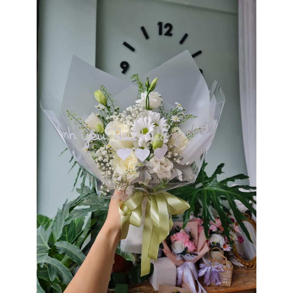 Giấy gói hoa Bóng mờ 1 mặt trơn 60cm x 60cm 20 tờ - phụ kiện làm hoa, handmade