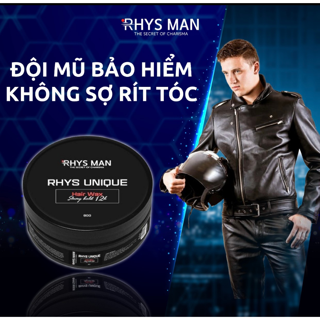 Sáp vuốt tóc nam RHYS MAN giữ nếp tạo kiểu tự nhiên Rhys Unique 80g