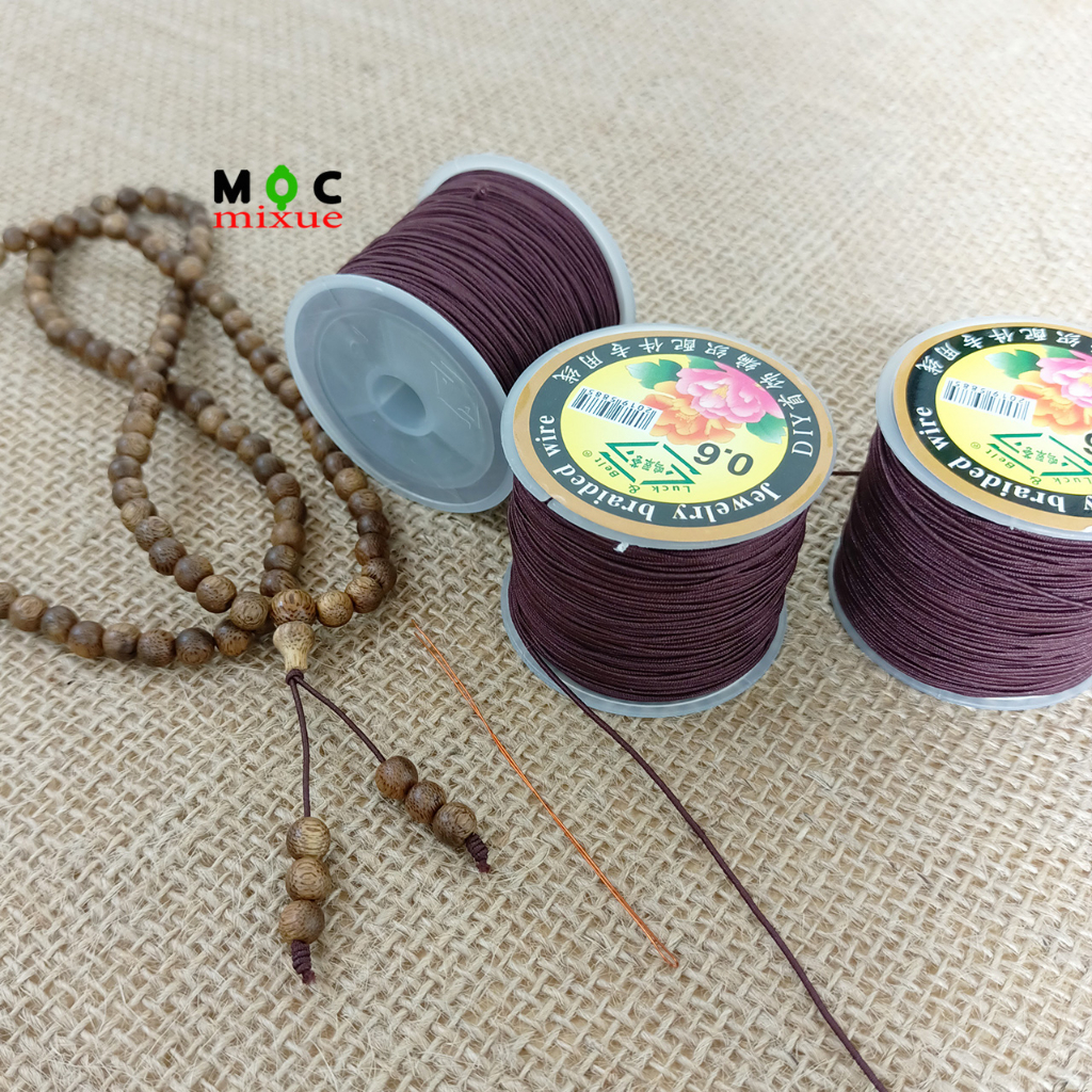 Dây dù lõi chun 0,6mm co giãn siêu bền 3m 5m 1 cuộn để xâu vòng gỗ vòng chuỗi hạt tràng 108 hạt vòng hanmde - Mộc mixue