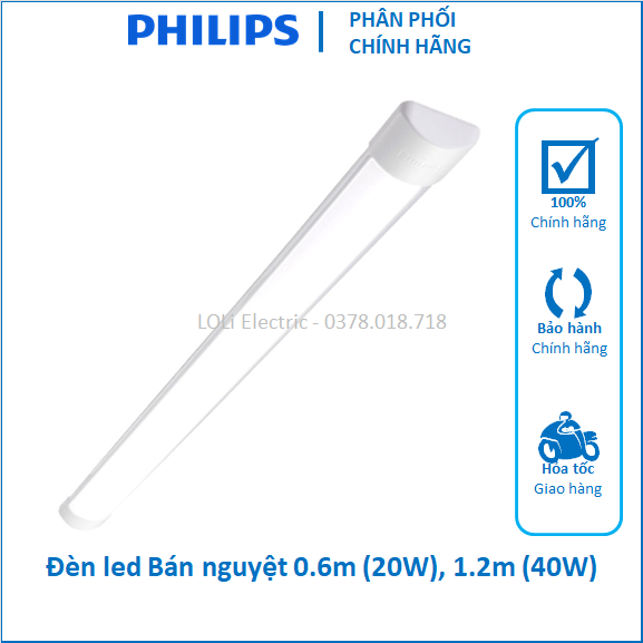Đèn LED Bán Nguyệt BN001C LED20 LED40 3000/4000/6500K L600 L1200 PSU GM 0.6m 1.2m 0.6 1.2 mét 20W 40