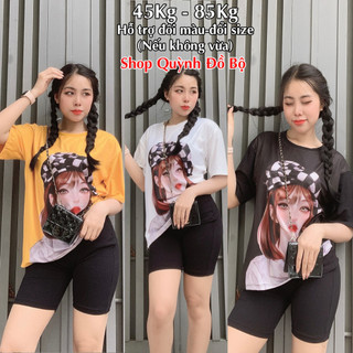 Đồ Bộ Nữ Mặc Nhà Anquachi Đẹp Thun Cotton Co Giãn Ở Nhà Dễ Thương Quần Thun Gân Cute In 3D S143