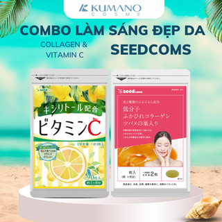 Combo viên uống bổ sung Vitamin C và Collagen Seedcoms hỗ trợ làm đẹp da sáng căng mịn Nhật Bản 30 ngày - Kumano Cosme