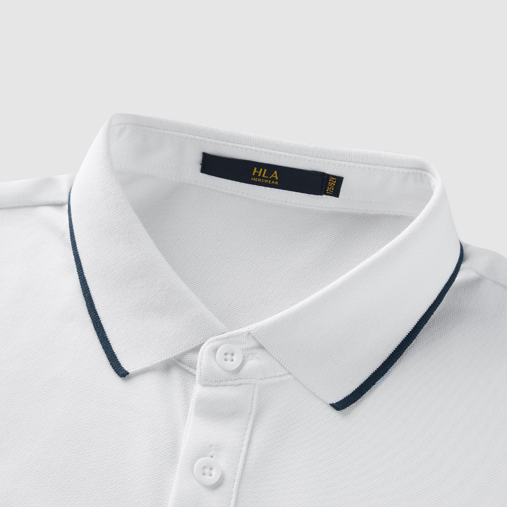 HLAxQee - Áo POLO nam chống tia UV logo gấu Qee pattern contrasting color lapel anti-UV Polo Shirt