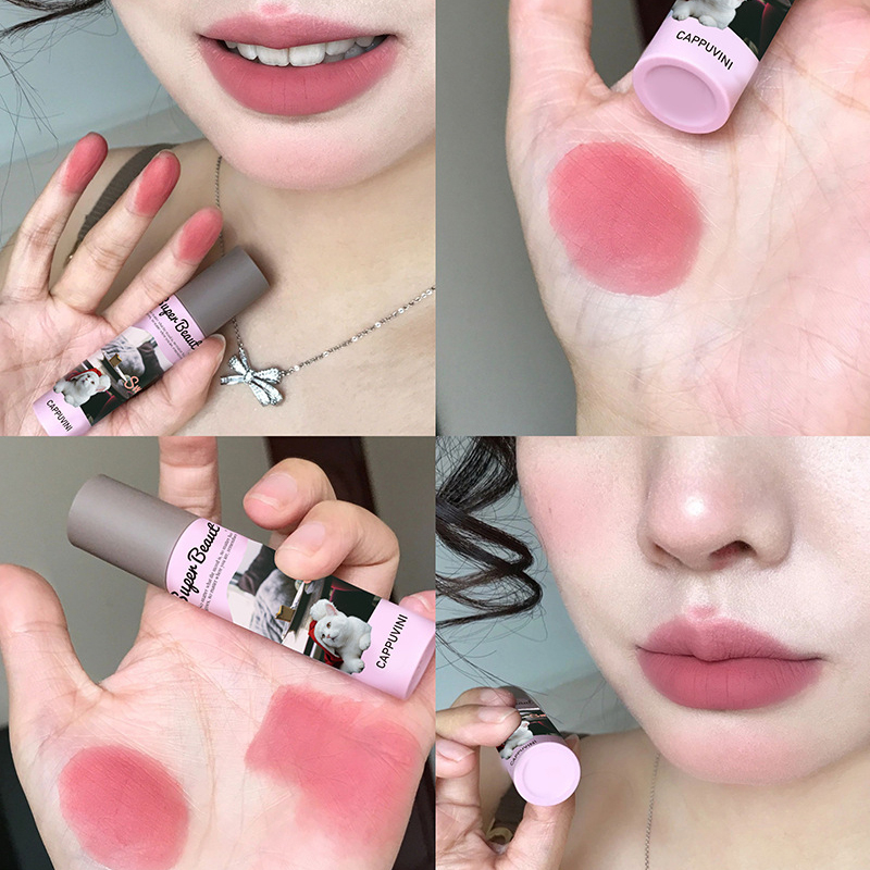 Ranliy💗Son Môi CAPPUVINI Kết Cấu Nhung Lì Mềm Mịn Dạng Kem Phong Cách Mèo