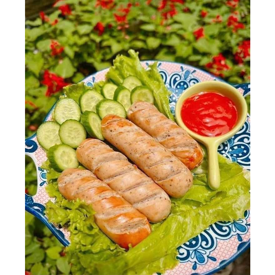 Xúc xích gà nấm hương eatclean, healthy, hỗ trợ giảm cân giữ dáng gói 500gr