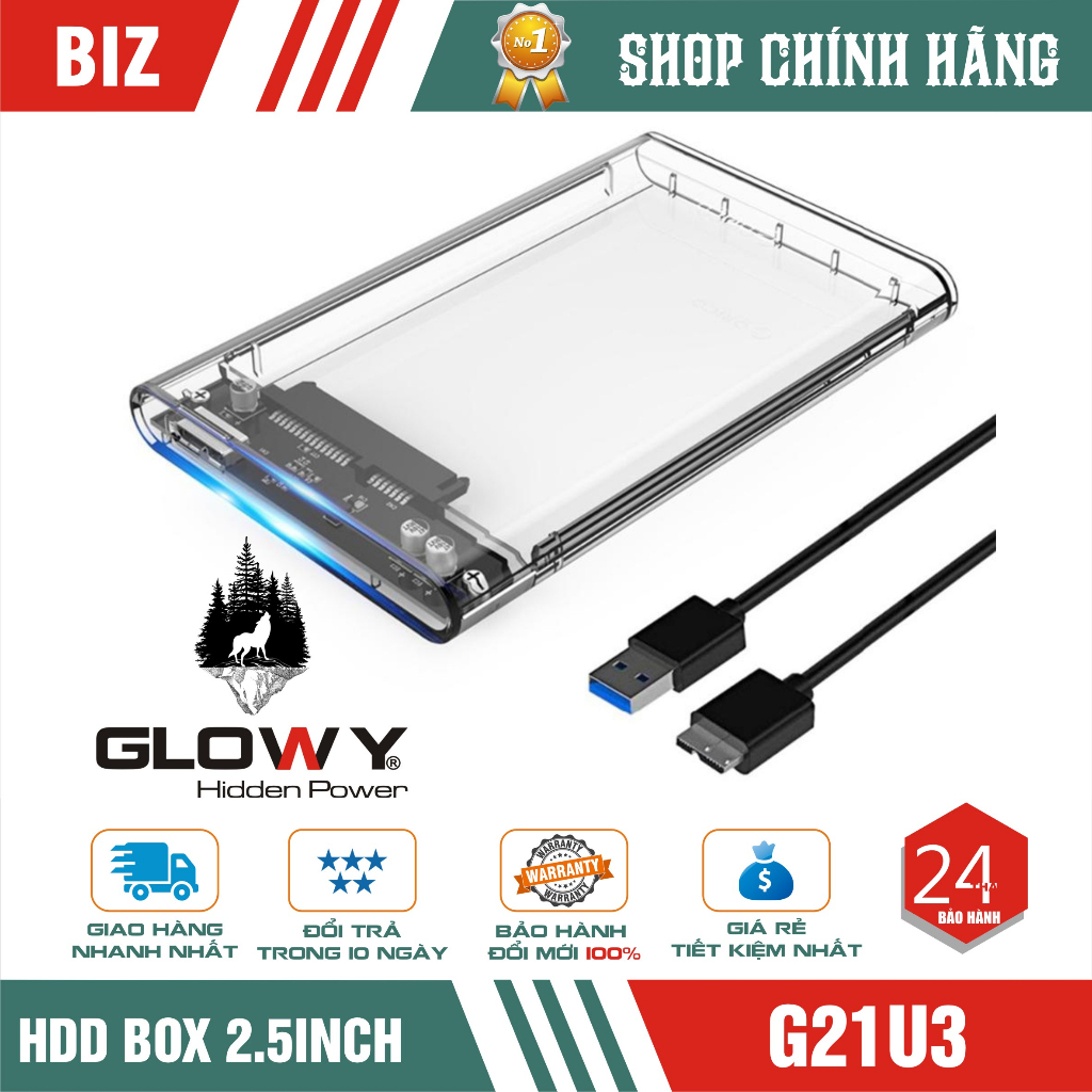 HDD BOX 2.5"  CHÍNH HÃNG ORICO - Gloway Sata III USB 3.0 ; BẢO HÀNH 2 NĂM !!!
